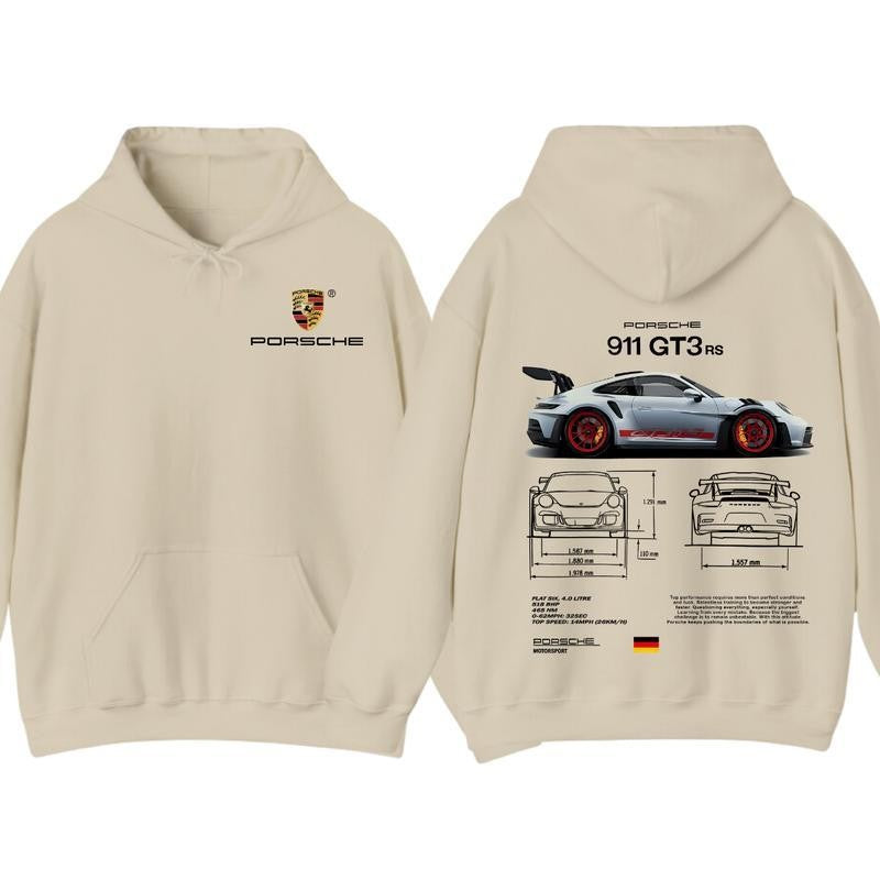 Porsche 911 GT3 RS Aesthetic 2 Sided Hoodie, Unisex Shirt, Car Enthusiast Shirt, Car Clothing