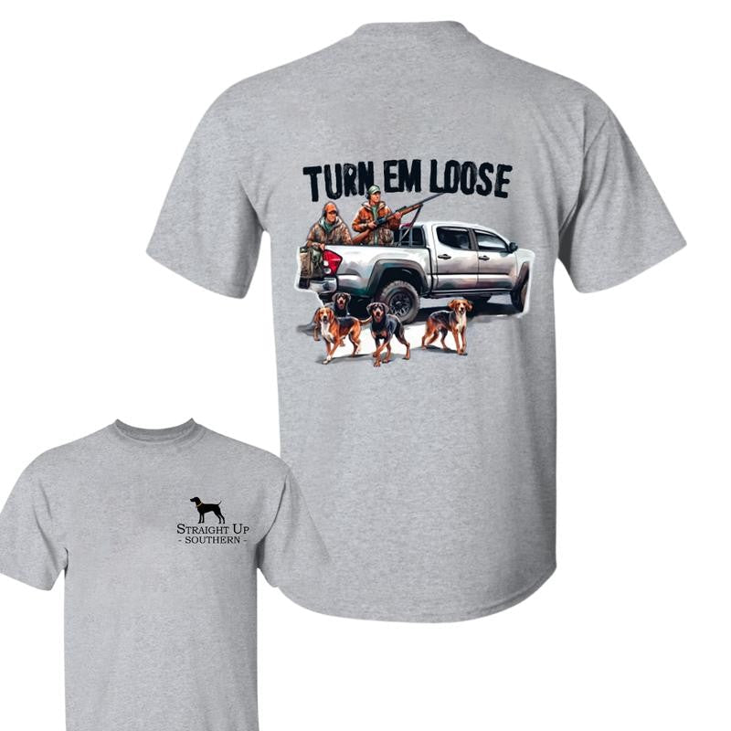 Turn em loose T-shirt- Summer Outfits, Regular Fit Short Sleeve Crew Neck T-Shirt for Men, Casual Comfy Knitting Top for Summer