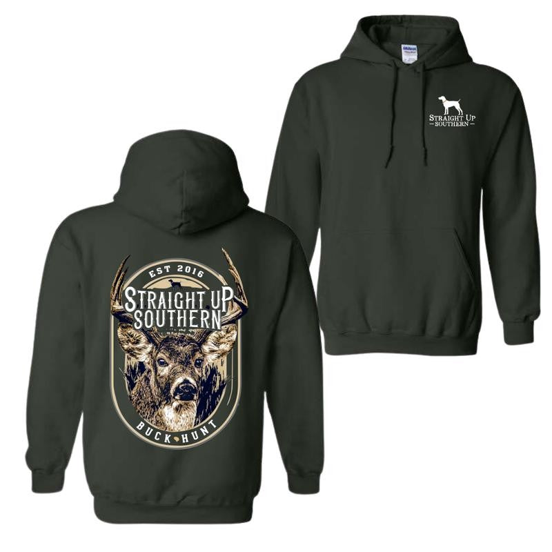 Straight Up Southern Buck Hunt Hoodie - Authentic Southern Design, Comfortable and Durable, Hoodie for Men, Hoodie for Women, High-Quality