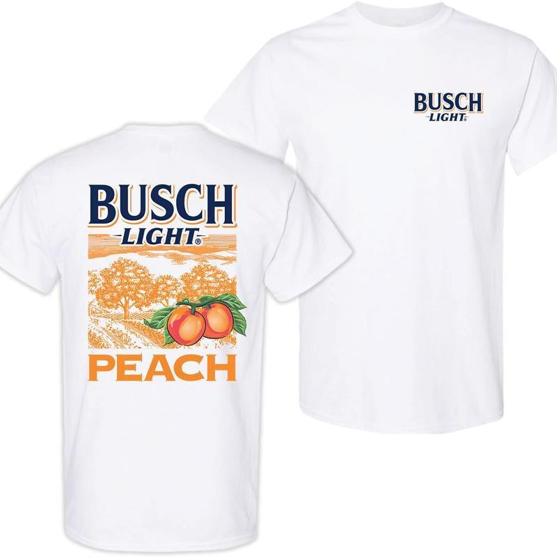 BUSCH LIGHT, BEER, Busch Light Peach Scenic T-Shirt, Shirt, Casual Graphic Round Neck T-shirt for Summer, Fashion Top for Daily Wear