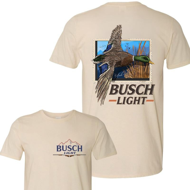 Busch Light Beer , Busch Light t-shirt with duck print 2 sides,  Casual Graphic Round Neck T-shirt for Summer, Fashion Top for Daily Wear