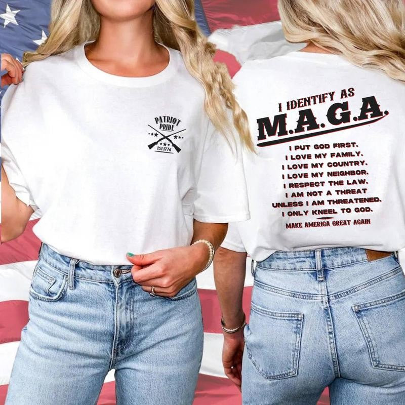 I Identify as MAGA Shirt, Sweatshirt, Hoodie-Make America Great Again, God & Country Values, patriot pride T-shirt-MAGA Trump shirt Menswear