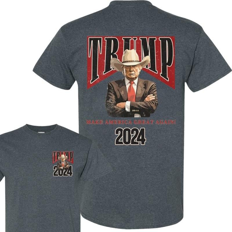 Cowboy Western Make America Great Trump Daddy New T-shirt - 2 Side - Unisex - Multiple Style Options - Celebrity Style - Multiple Colorways, 2 Sided Casual Fabric Cotton Round Neck Graphic Tees Gift For Men And Women Classic Menswear Top Collar