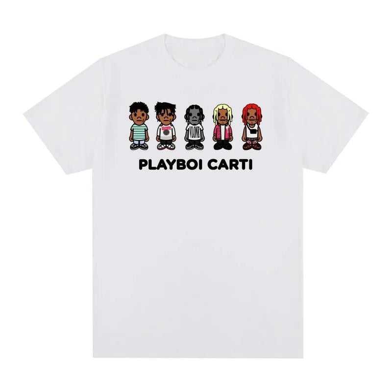 Playboi Carti Vintage T-shirt Hip Hop Skateboard Street Cotton Men T shirt New Tee Tshirt Womens Tops