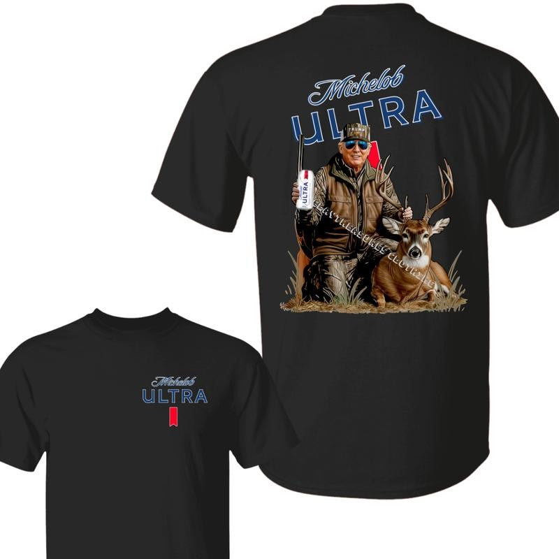 Hunter Trump With Michel0b 2 Sided TShirt, Hunting Deeer Shirt, Hunting Season, Camo Trump, Gift for Trump Supporter, Election 2024, Full Size