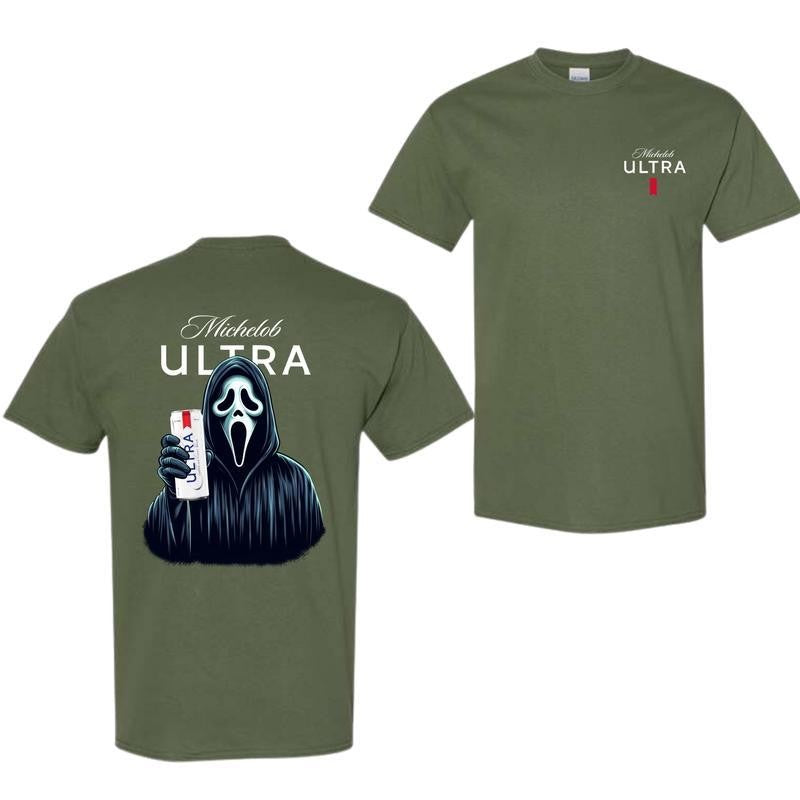 Michelob Ultra Beer, Michelob Ultra Ghost Face Halloween 2 Sided T-Shirt, Michelob Ultra Halloween Shirt, Halloween Shirt, For Men, For Women, Halloween Cute