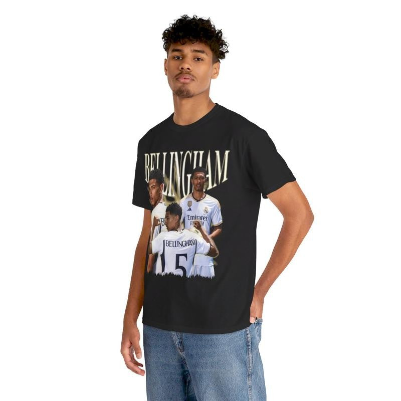 Soccer Fan Jude Bellingham Classic Comfort Heavy Cotton Tee Casual Menswear Top Graphics Smooth Underwear Man Tshirt Streetwear Crewneck Shortsleeve Soft T-Shirt