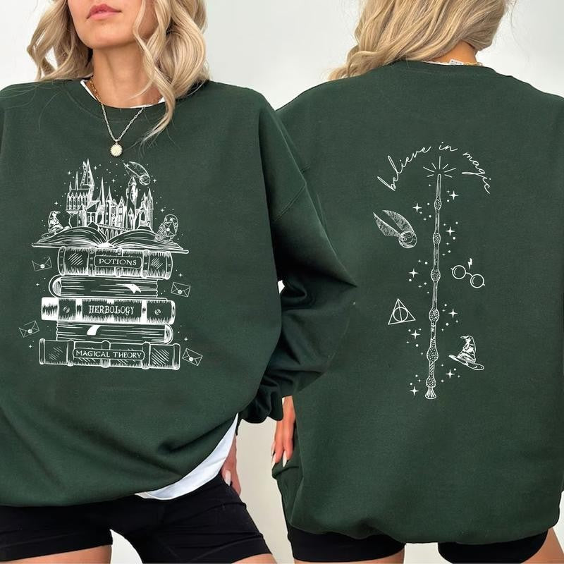 HP 2 Sides Wizard Classes Unisex Sweatshirt Hoodie Shirt, gift for fan Cotton Fit Womenswear potterhead gift