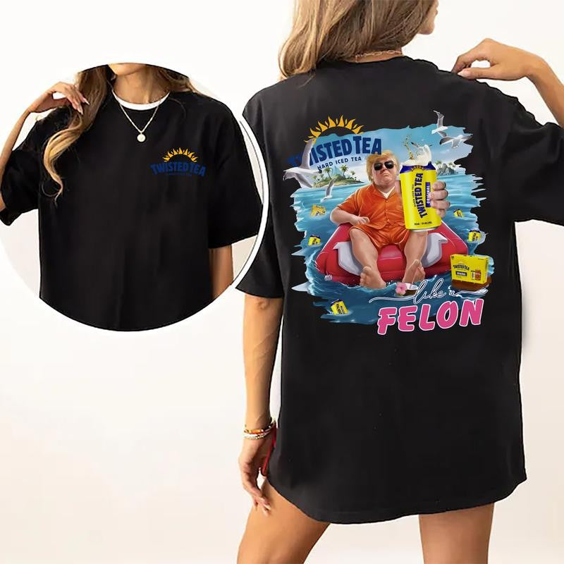 Twisted Tea Beach Graphic Shirt, Funny Summer Beach T-shirt, Summer Vacation Tshirt, Drink Shirt, Comfort Clothing, Cotton Fabric Tshirt, Printed Women's Top, Casual Womenswear