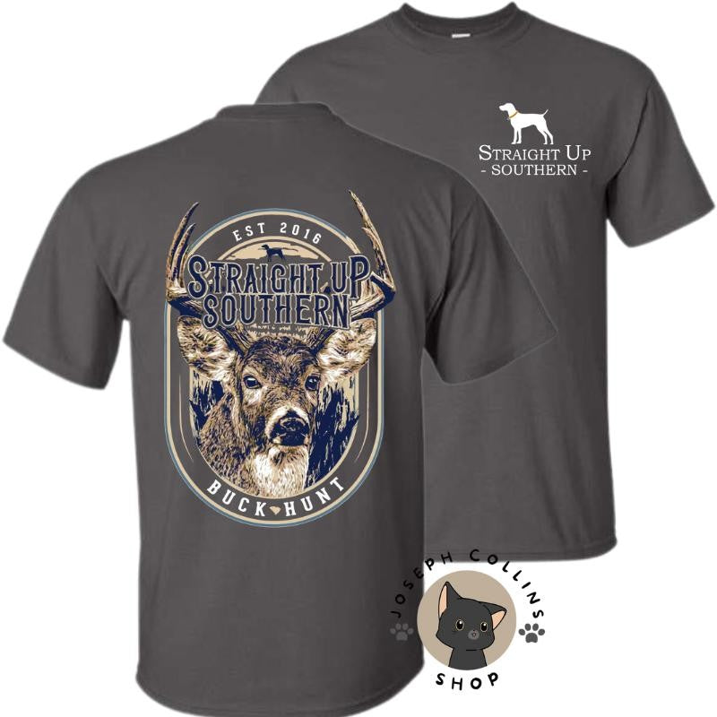 Deer Label T-Shirt - by Straight Up Southern - Summer Outfits, Regular Fit Short Sleeve Crew Neck T-Shirt for Men, Casual Comfy Knitting Top for Summer