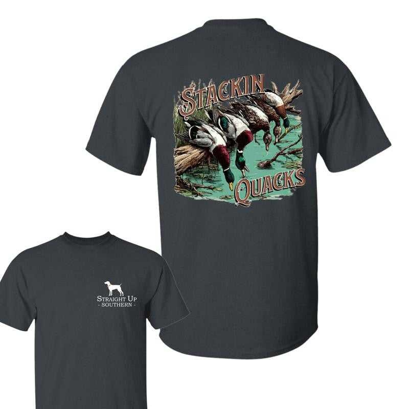 Stackin' Quacks t-shirt- Summer Outfits, Regular Fit Short Sleeve Crew Neck T-Shirt for Men, Casual Comfy Knitting Top for Summer