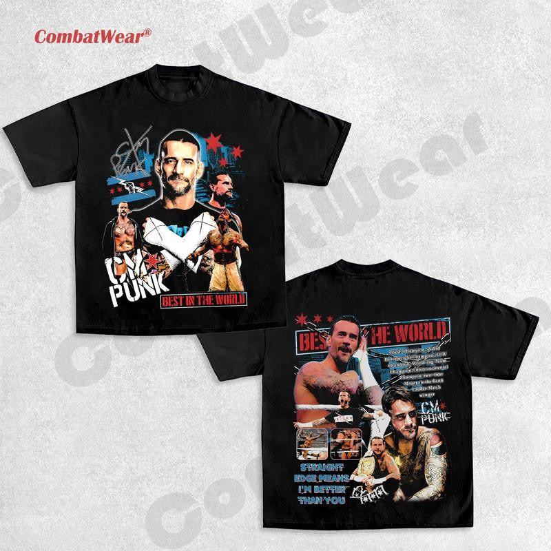CM PUNK TEE, Wrestling Tee, Wrestling Graphic Tee, Wrestler Shirt, Sports Shirt, Vintage Wresting Shirt, Wrestling Gift Hoodie Sweatshirts