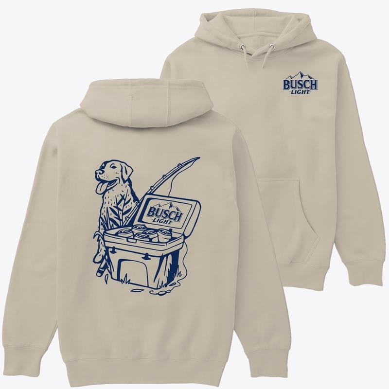 Unisex Hoodie - Busch Light Dog, Busch Light Fishing Scene with Dog Shirt Menswear Day Love Personalized