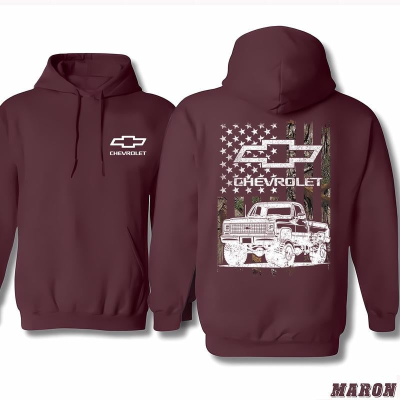 Chevrolet - Buck Wear Chevy Camo Accent Flag Hoodie, Wear It Your Way, Choose Your Hue, Fashion For Every Occasion, Everyday Basics, Classic Cotton