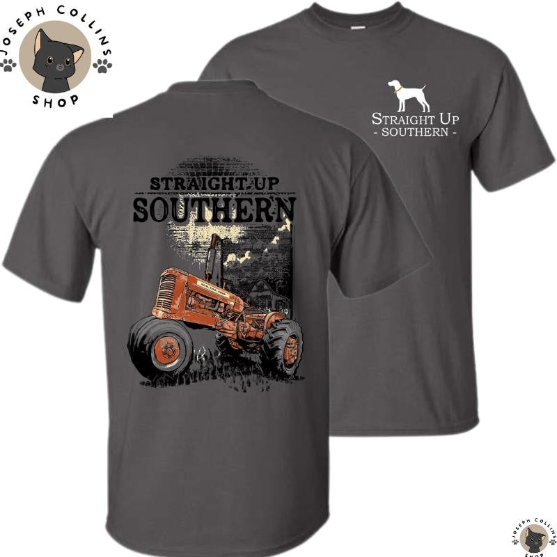 Straight Up Southern-Sunshine Tractor Tee T-shirt - Summer Outfits, Regular Fit Short Sleeve Crew Neck T-Shirt for Men, Casual Comfy Knitting Top for Summer
