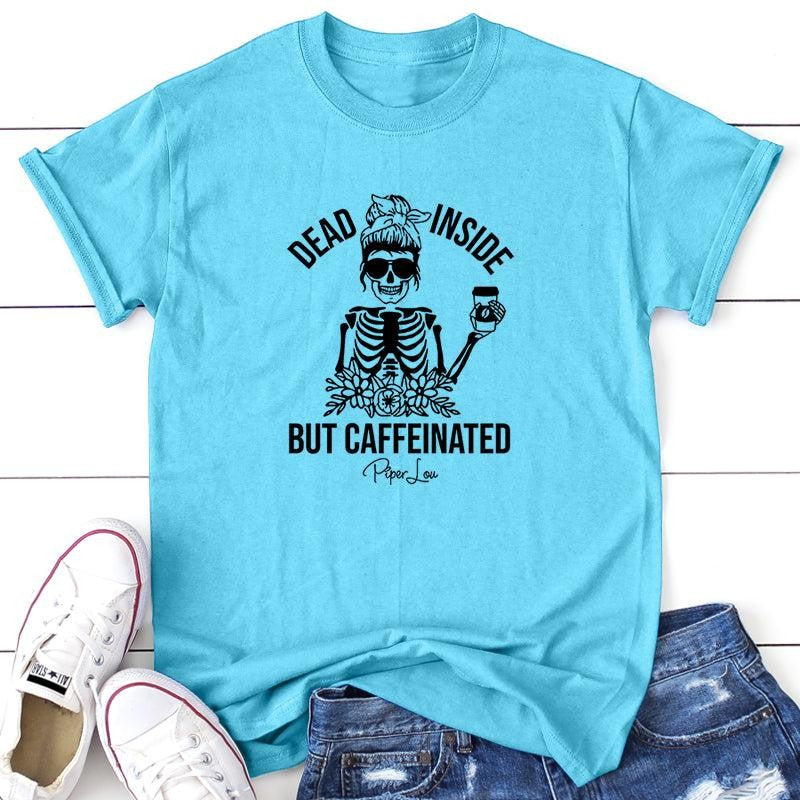 Halloween | Dead Inside But Caffeinated Apparel, Proudly Printed In The USA, Tee / Tank / V Neck Gray / White / Blue / Hot Pink / Orange, #sassy #cute #blackprint
