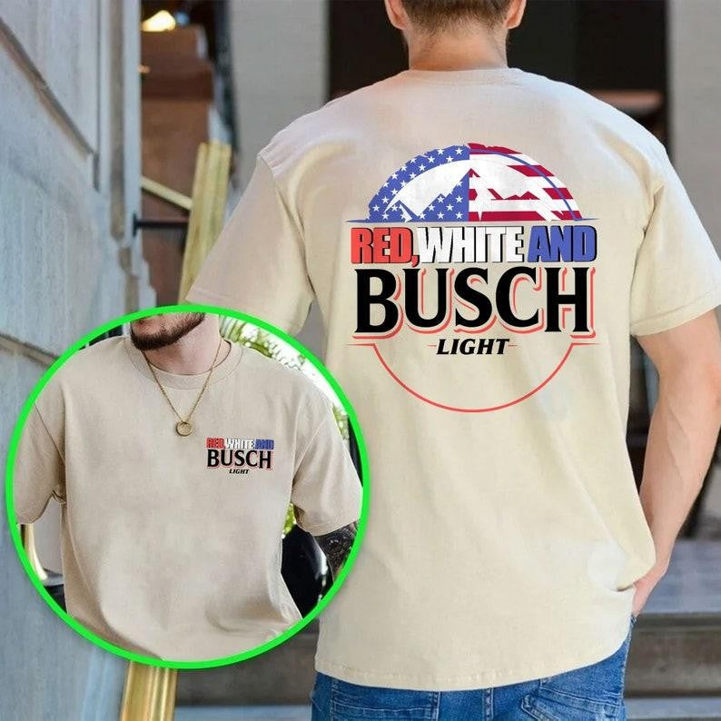 Busch Light T-Shirt, Busch Light, Beer Tee, Joe Dirt Merica July 4th Shirt, Independence Day, Casual Graphic Round Neck T-shirt for Summer, Fashion Top for Daily Wear
