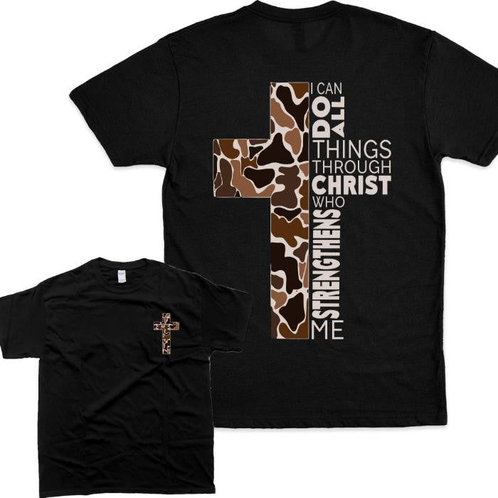 Christian Hoodie Camo Cross Design with Philippi Tshirt/ Hoodie, Vintage Unisex Tee Shirt Man Women, 100% Cotton Sleeve, Pullover Womenswear Clothing