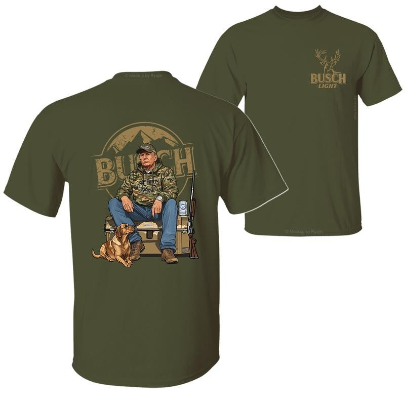 Busch Light Camo Trump Hunting T-Shirt, Trump Won 47th President Election 2 Sided Graphic Printed Unisex Classic Cotton T-shirt