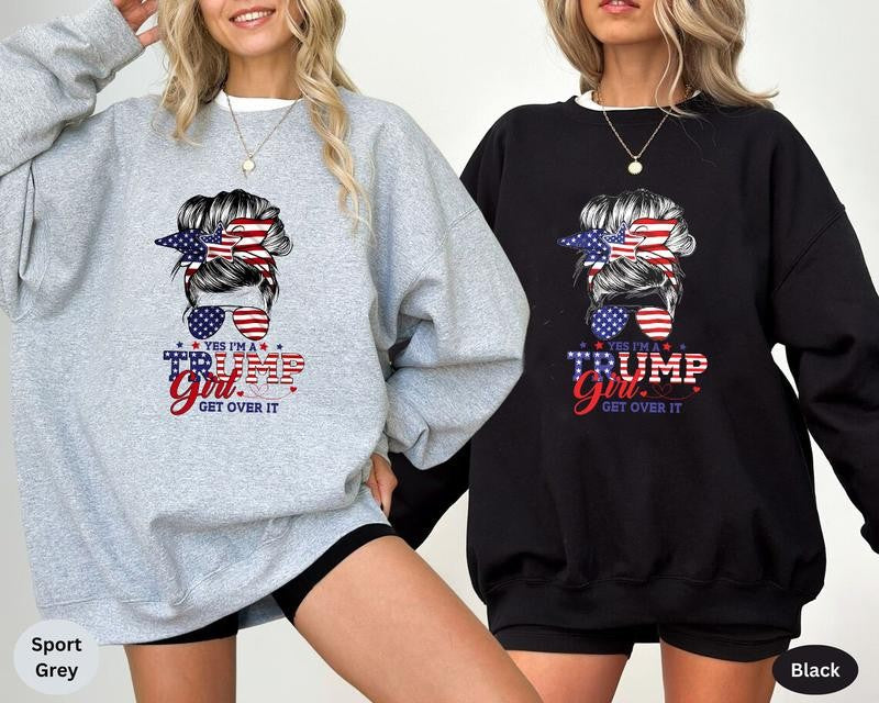 Trump Girl Get Over It Shirt, Trump Shirt Woman, Support Trump Sweatshirt, Maga Hoodie 2024, Election Shirt 2024