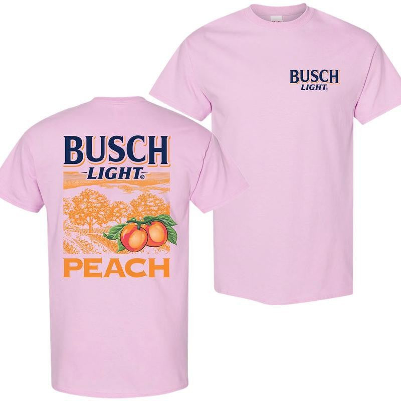 BUSCH LIGHT, BEER, Busch Light Peach Scenic T-Shirt, Shirt, Casual Graphic Round Neck T-shirt for Summer, Fashion Top for Daily Wear